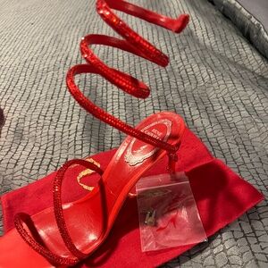 Rene Caovilla Margot Crystal-Embellished Satin Wrap Sandals